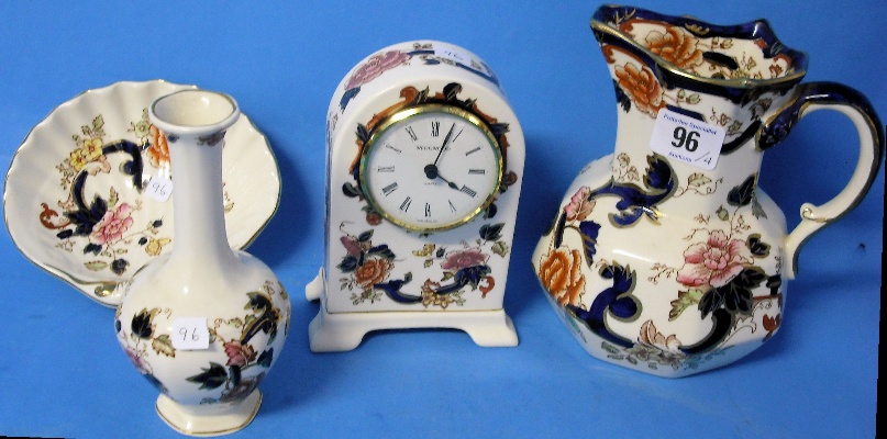 Appraisal: Masons Mandalay Jug height cm Clock Bud Vase and Dish