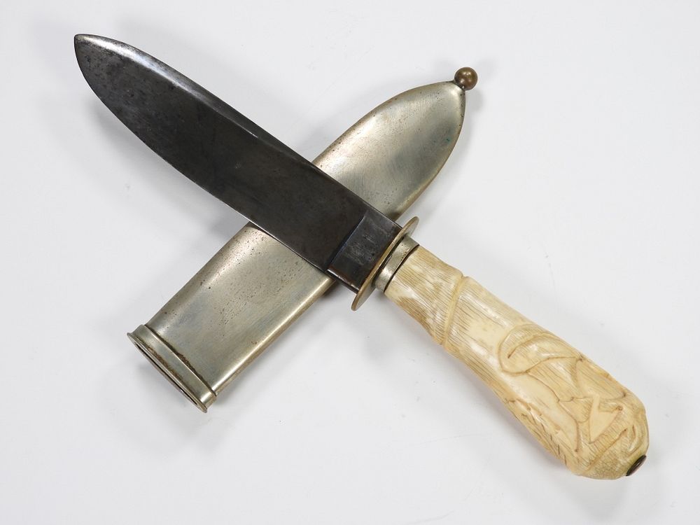 Appraisal: Unmarked Bowie Knife and Sheath Possibly United Sates C mid