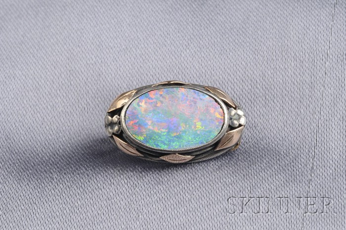 Appraisal: Opal Brooch bezel-set with an opal measuring approx x x