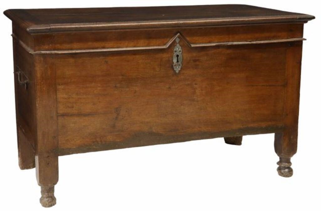 Appraisal: French Provincial oak coffer or storage trunk th c the