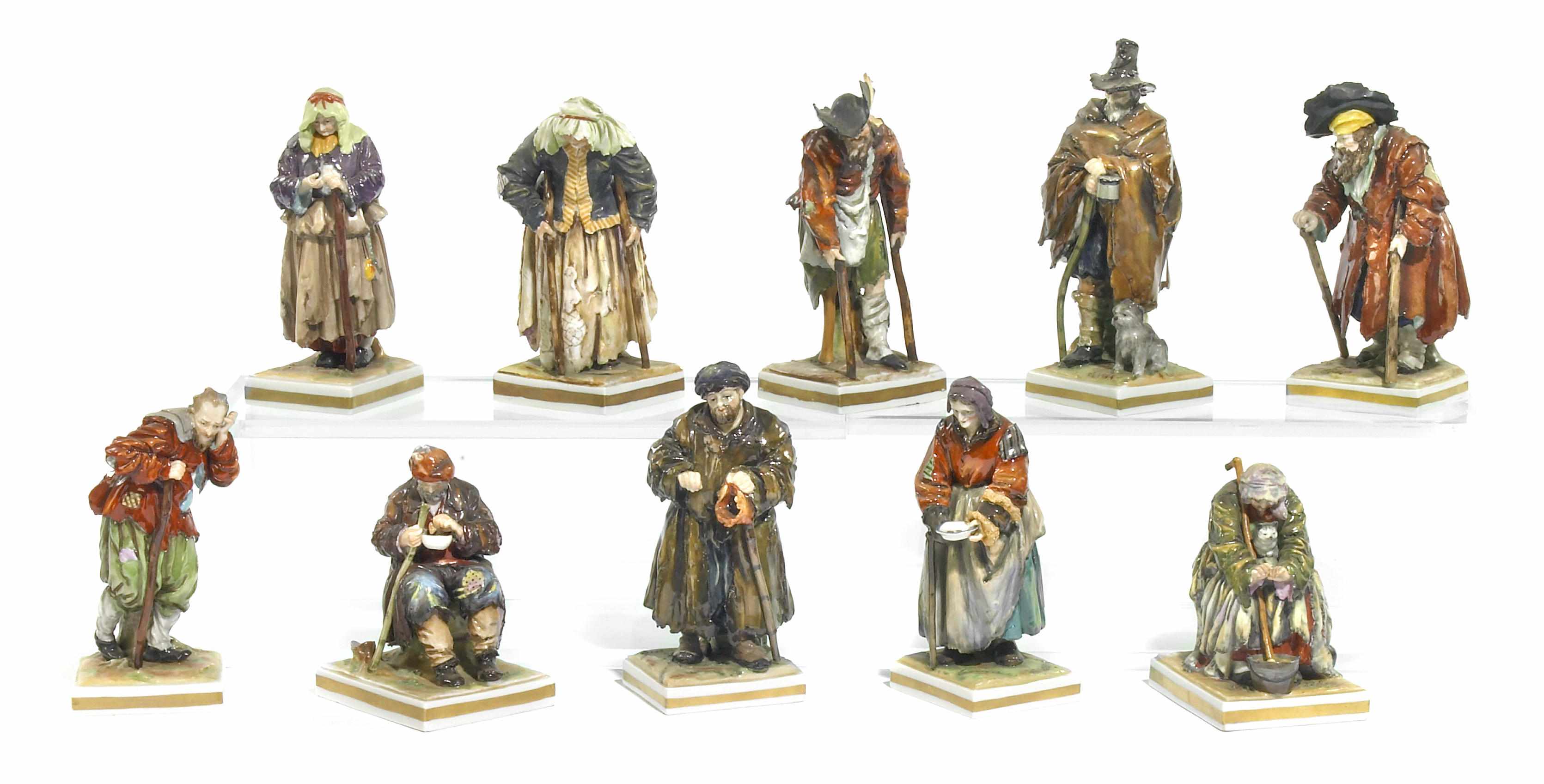 Appraisal: A group of ten Capodimonte style porcelain figures of peasants