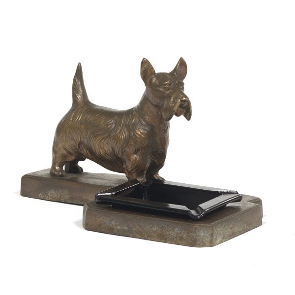 Appraisal: FRANKART ASHTRAY WITH BRONZE TERRIER x x Bronze terrier ashtray