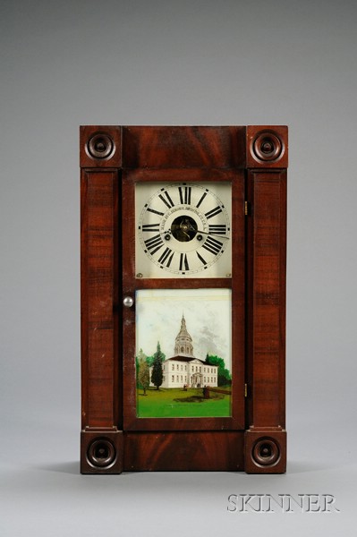 Appraisal: Empire Mahogany Shelf Clock by Chauncey Jerome Bristol Connecticut c