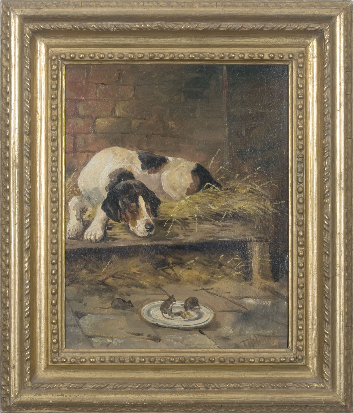 Appraisal: SLEEPING DOG ATTRIBUTED TO THOMAS BLINKS BRITISH - Oil on