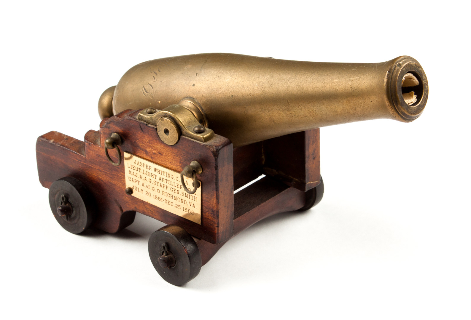 Appraisal: Confederate veteran's memento Brass desk cannon possibly made at the