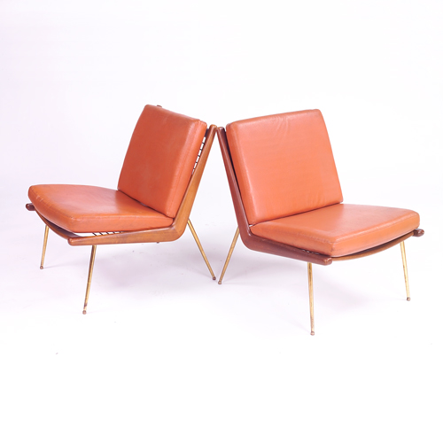 Appraisal: Pair of John Stewart chairs with teak frames on brass