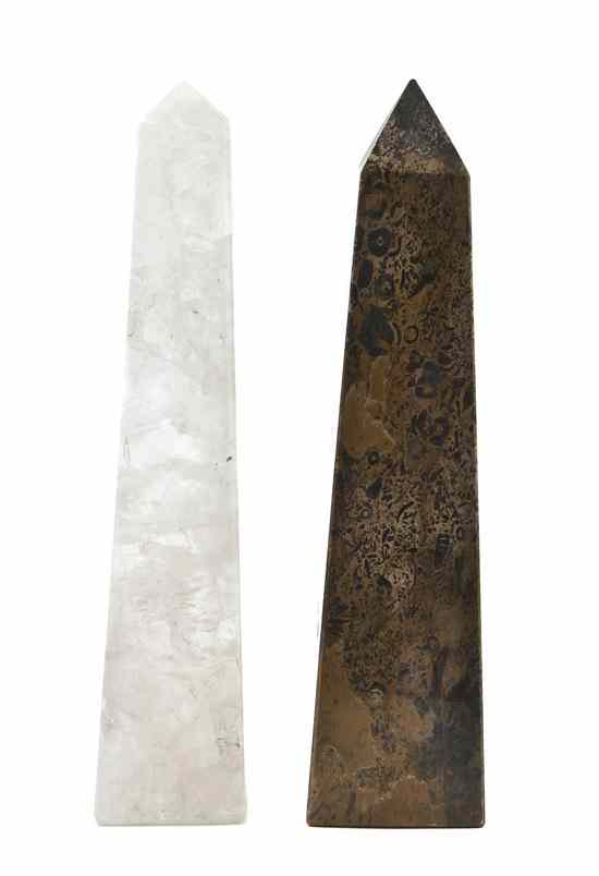 Appraisal: A Group of Three Obelisks comprising two rock crystal and