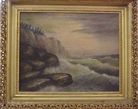 Appraisal: J DuBois th C naive oil on canvas seascape of