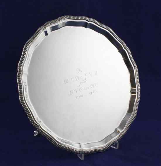 Appraisal: A George VI silver salver of shaped circular form with