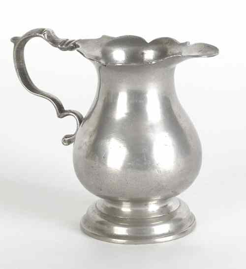 Appraisal: Pennsylvania or New York pewter creamer ca possibly Cornelius Bradford