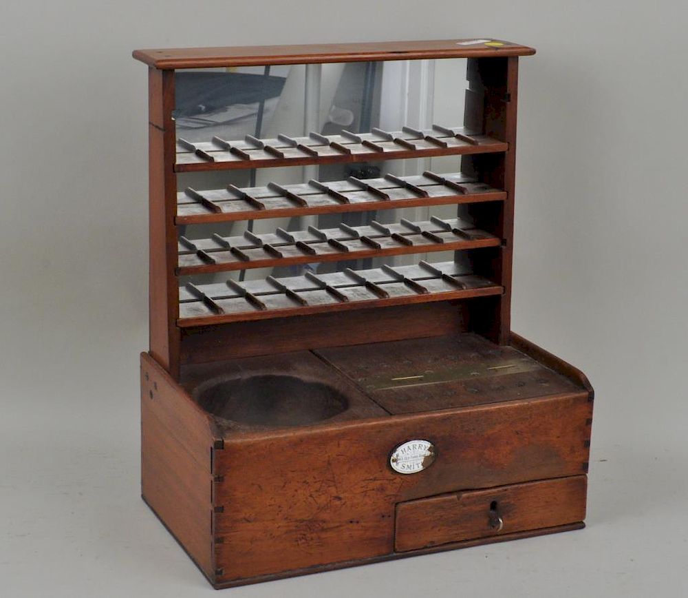 Appraisal: Unique English Mahogany Counting Cabinet with four adjustable shelves above