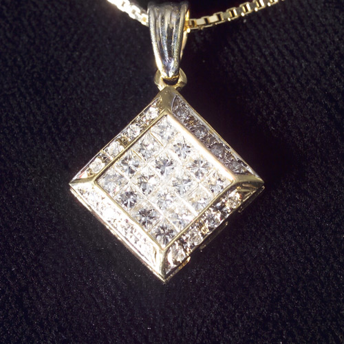 Appraisal: Invisible set princess cut diamond pendant in k white and