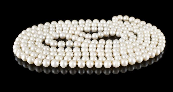 Appraisal: Dramatic Double Opera-Length Strand of Cultured Pearls ranging from mm