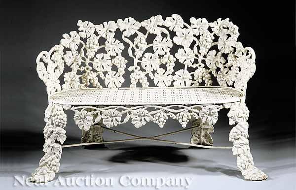 Appraisal: An American Cast Iron Grapevine Pattern Garden Bench c foundry