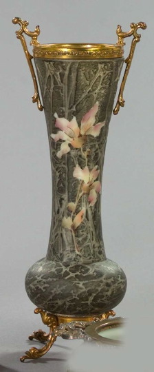 Appraisal: C F Monroe Gilt-Brass-Handled and -Footed Kelva Glass Vase fourth