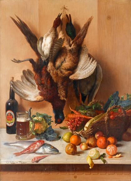 Appraisal: ORESTE COSTA italian - TABLETOP STILL LIFE WITH GAME BIRDS