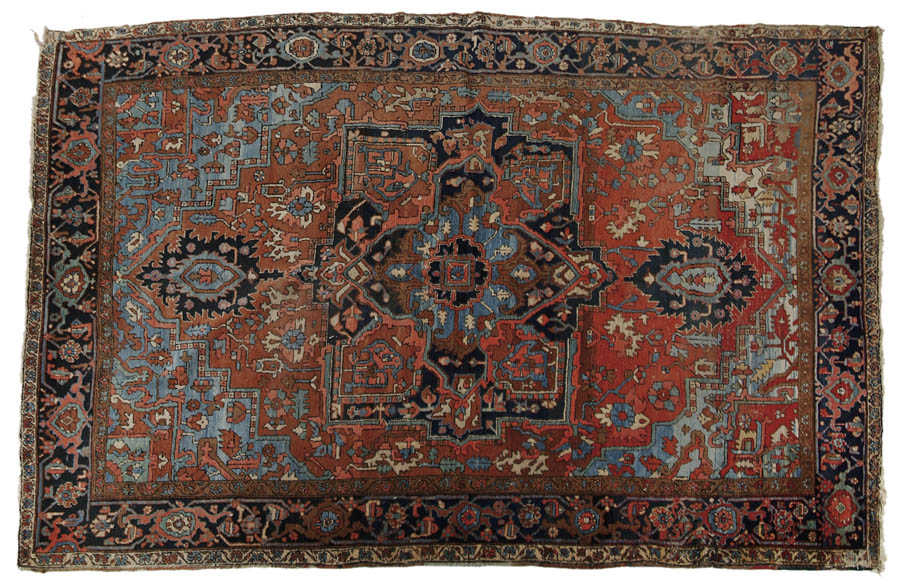 Appraisal: ROOM SIZE SEMI-ANTIQUE HERIZ ORIENTAL RUG Colors of rust dark