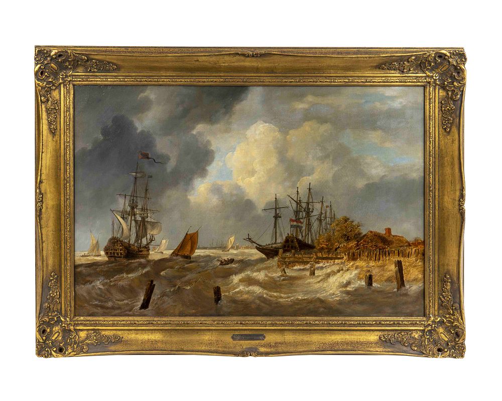 Appraisal: John Wilson Carmichael British - Harbor Under a Looming Storm