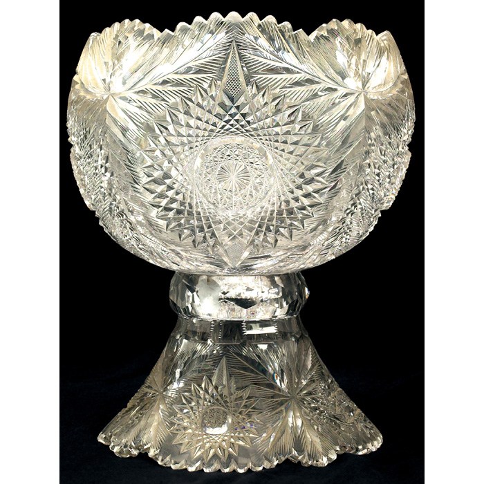 Appraisal: American Cut Glass punch bowl rare Mary pattern by designer