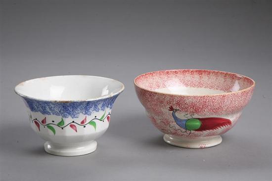 Appraisal: TWO SPATTERWARE WASTE BOWLS English st half- th century Includes