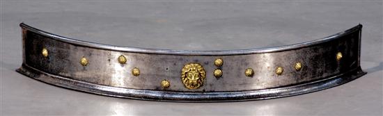 Appraisal: English steel and brass fire fender circa demilune steel frieze