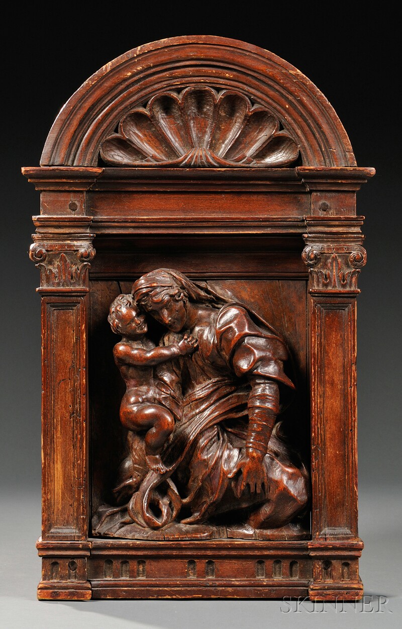 Appraisal: Carved Baroque-style Panel of the Madonna and Child possibly Italy