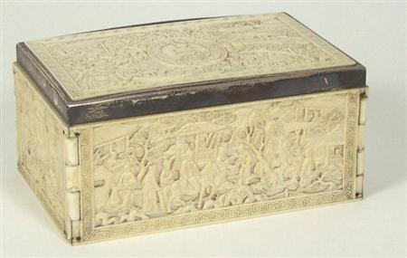 Appraisal: An th century Anglo-Chinese carved ivory rectangular box of rectangular