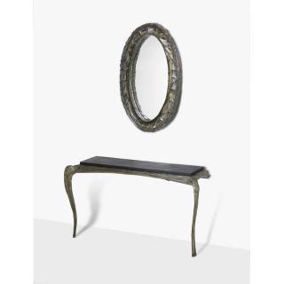 Appraisal: PAUL EVANS Rare console table and mirror PAUL EVANS -