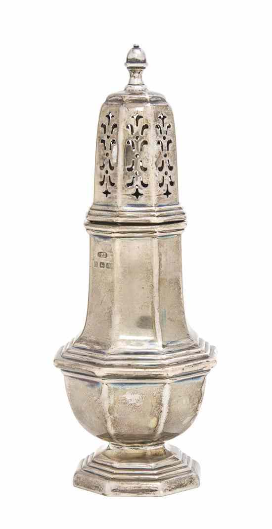 Appraisal: A George V Silver Caster Birmingham maker's mark of J