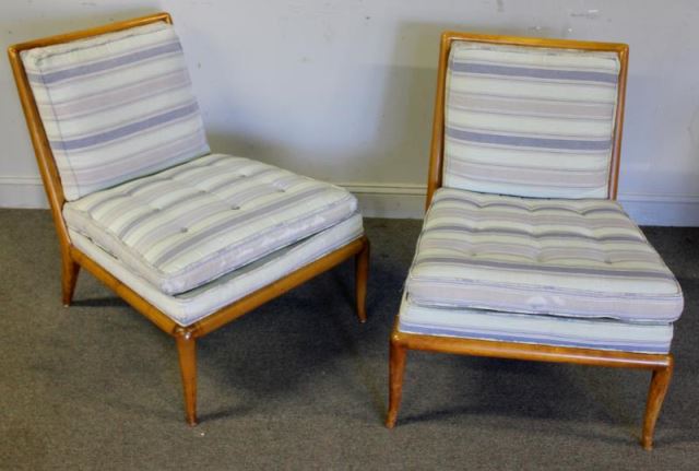 Appraisal: Midcentury Pair of T H Robsjohn-Gibbings SlipperChairs From a Philadelphia