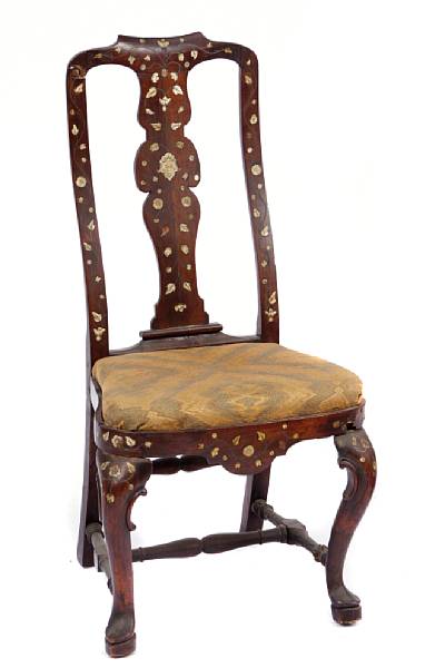 Appraisal: A Chippendale ivory and mother of pearl inlaid chair losses