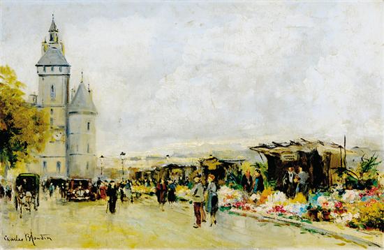 Appraisal: Charles Blondin French th century MARCHE AUX FLEURS QUAI DE