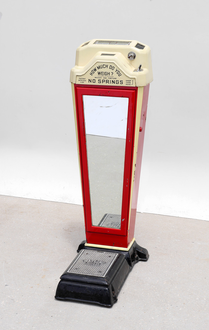 Appraisal: WATLING WEIGHT AND FORTUNE COIN OPERATED SCALE Mirrored front red