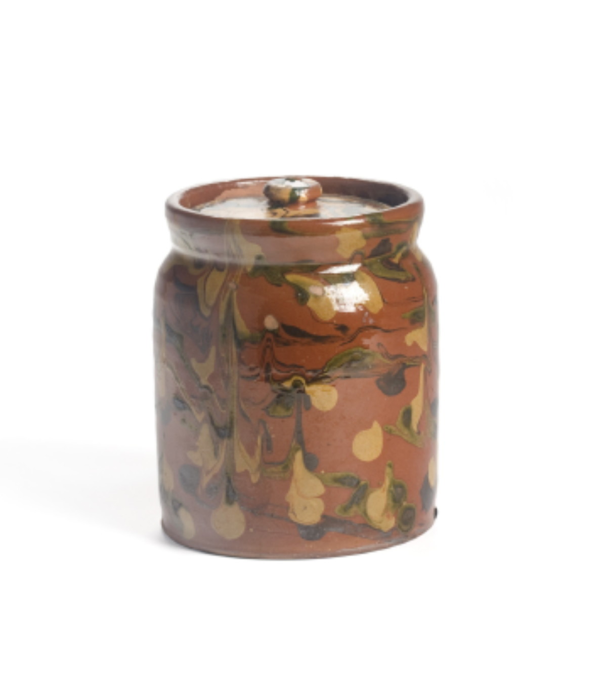 Appraisal: PENNSYLVANIA REDWARE JAR AND COVER CIRCA Of cylindrical form with