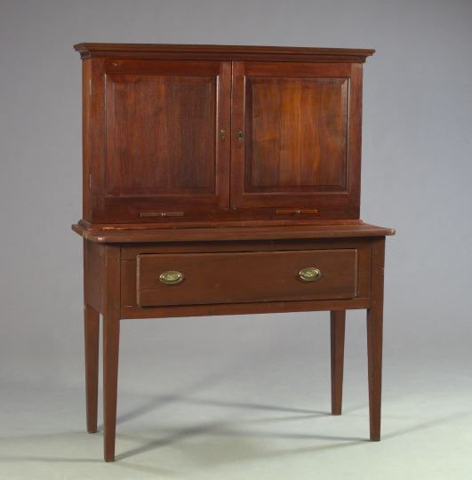 Appraisal: American Walnut and Mixed Woods Plantation Desk of Hepplewhite form