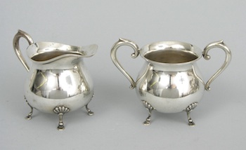 Appraisal: Preisner Sterling Creamer and Sugar Bowl American th Century Matching