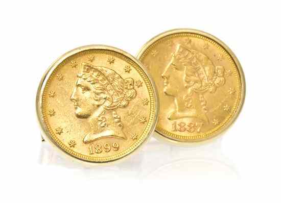 Appraisal: A Pair of Karat Yellow Gold and US Liberty Head