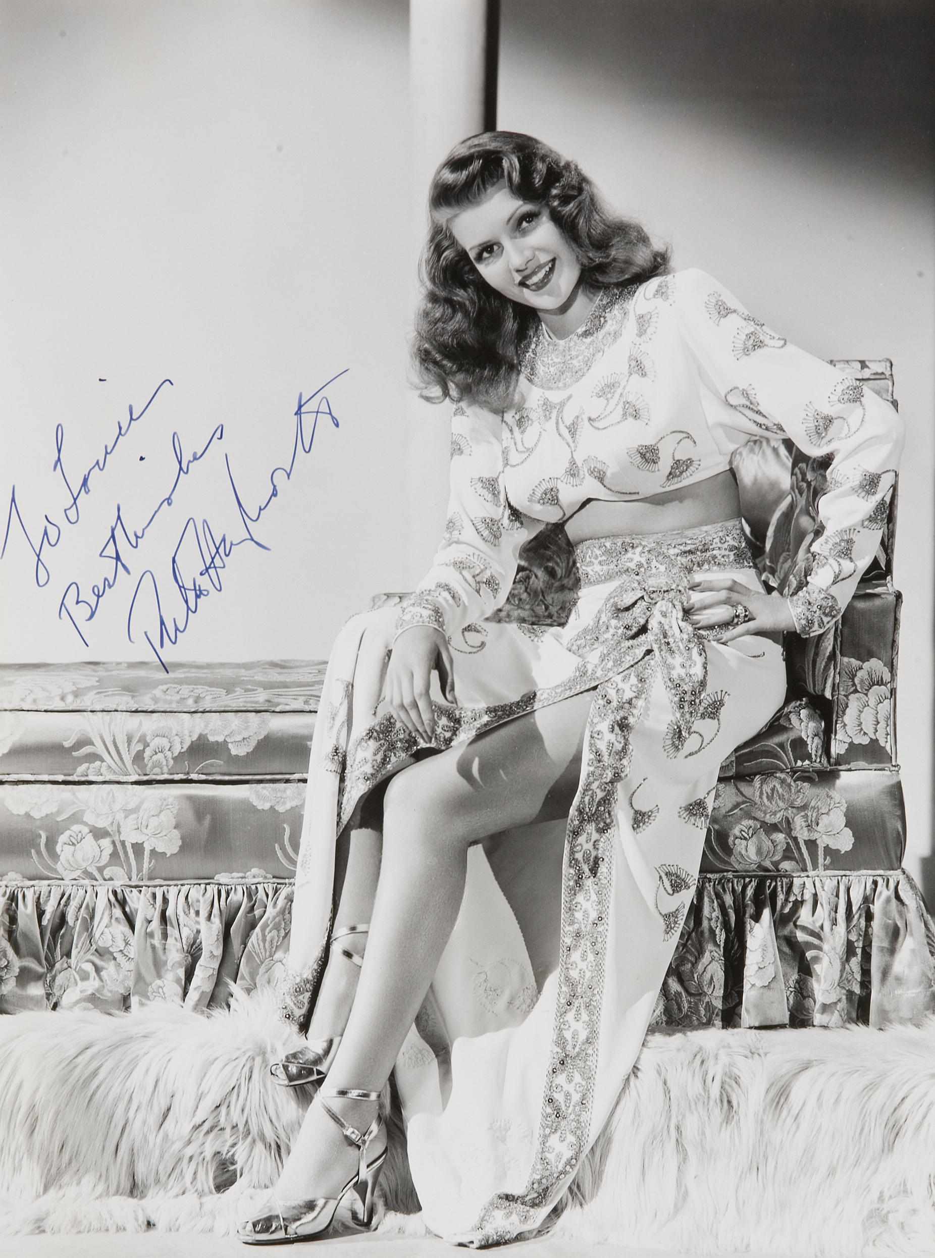 Appraisal: A Rita Hayworth inscribed and signed photograph A silver gelatin