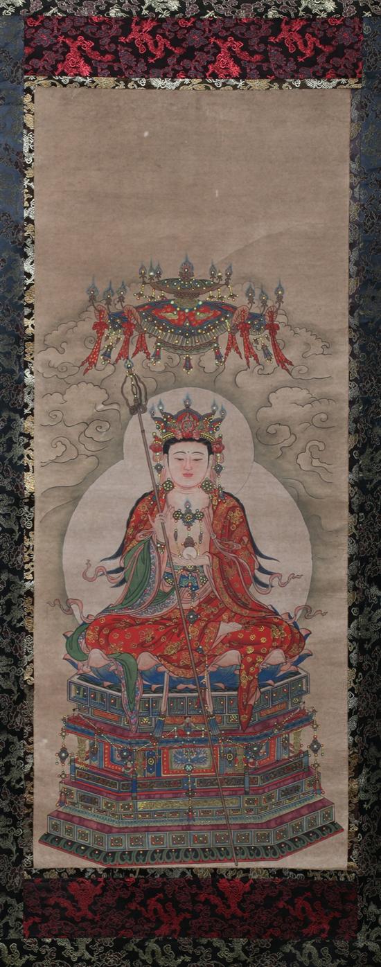 Appraisal: ANONYMOUS Chinese Qing Dynasty BUDDHIST DEITY Ink and color on