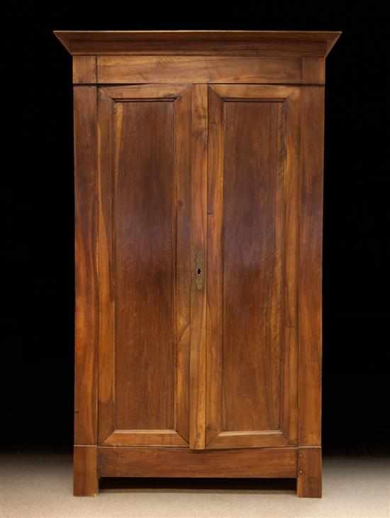 Appraisal: French walnut armoire late th century painted interior with two