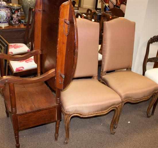 Appraisal: American vernacular pine chair table th century and a pair