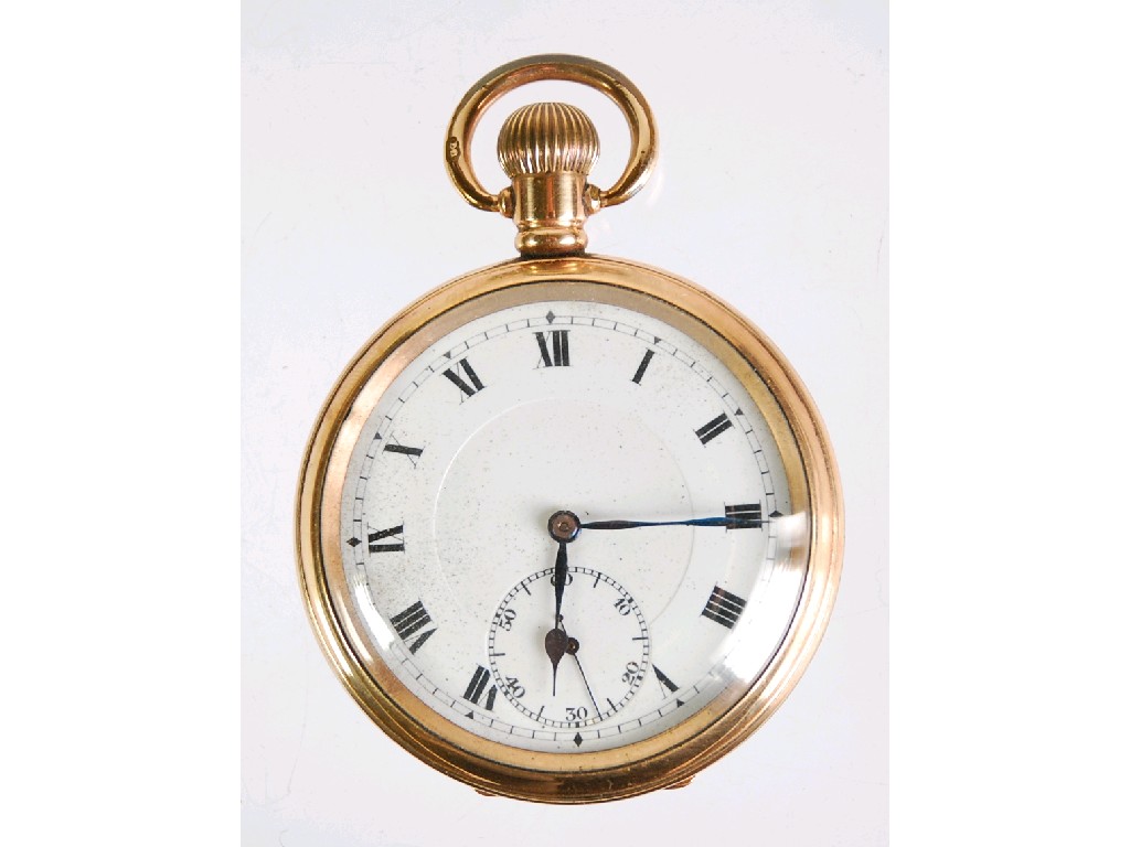 Appraisal: ROLEX ROLLED GOLD OPEN FACED POCKET WATCH with jewelled keyless