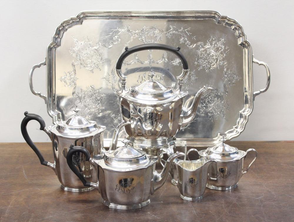 Appraisal: STERLING SILVER COFFEE AND TEA SERVICE AND TRAY five piece