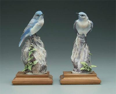 Appraisal: Two Doughty bird figurines mountain bluebird and speelwort black Royal