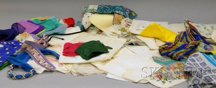 Appraisal: Group of Linen Embroidered and Silk Handkerchiefs