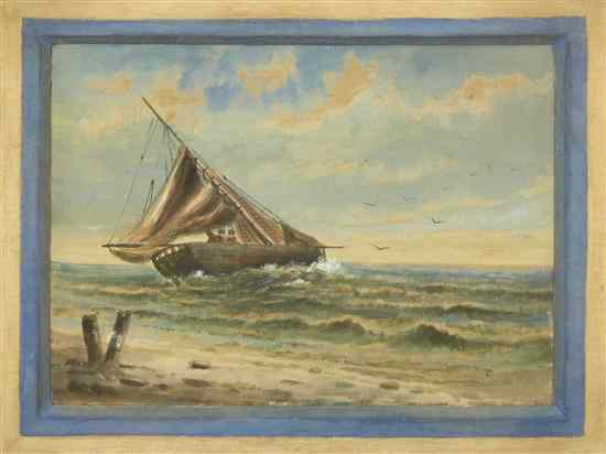 Appraisal: Artist Unknown th century Ship Scene gouache on silk x