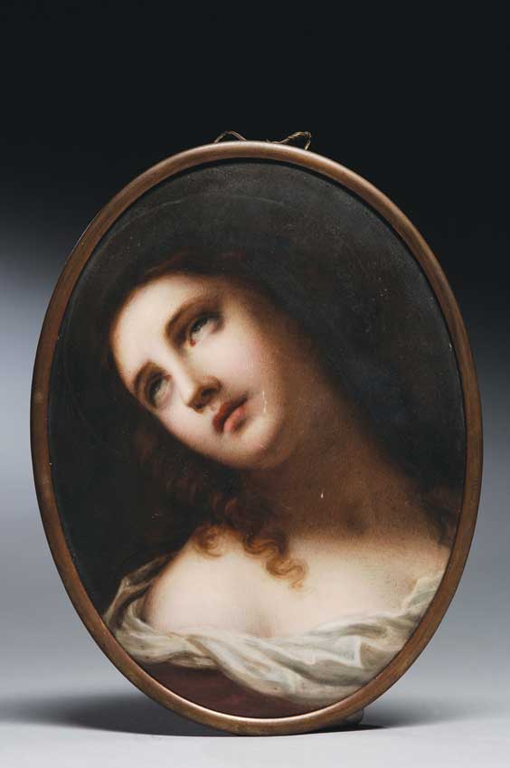 Appraisal: CONTINENTAL PAINTED PORCELAIN PLAQUE Continental painted porcelain plaque depicting a