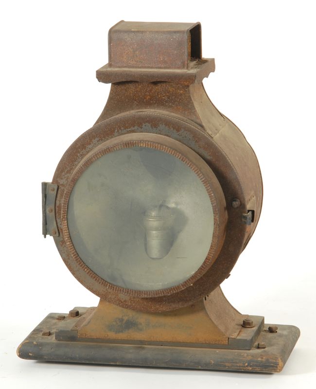 Appraisal: RARE METAL STEAM TRAIN ENGINE HEADLIGHT With original burner and