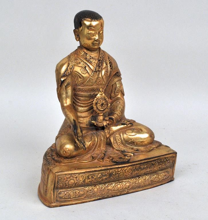 Appraisal: Gilt Bronze Buddha Figure with stamped mark on base Gilt