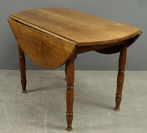 Appraisal: - French walnut drop-leaf table c h x w x